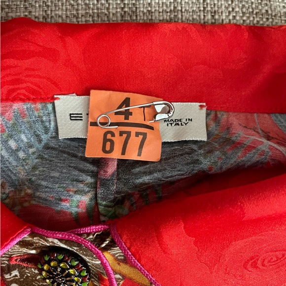 ETRO Circus Print Pyjama Shirt/Blouse  In Rosso/Red  Size 48 - Picture 8 of 12